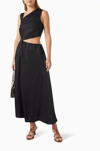 Gaia Embroidered Maxi Dress in Ramie