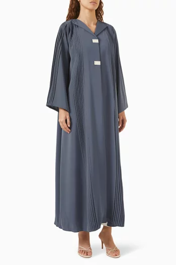 Pleated Coat-style Abaya in Nada