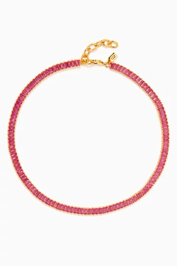 Baguette Tennis Necklace in 18kt Gold-plated Brass