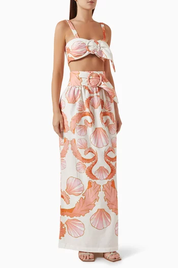 Seashell Top & Maxi Skirt Set in Cotton