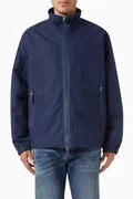 Buy Armani Exchange Blue Meta Nature Logo Blouson Jacket Online for Men ...