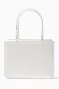 Buy Amina Muaddi White Mini Gilda Bag in Satin Online for Women ...