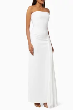 Buy Solace London White Dolly Maxi Dress in Crepe Knit & Satin For Women  Online | Ounass Qatar