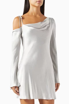 Buy Shona Joy Silver Sofia Asymmetrical Mini Dress in Viscose Blend For Women Online