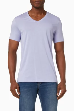 Shop Armani Exchange Purple V-neck T-shirt in Pima Cotton for MEN | Ounass  Qatar