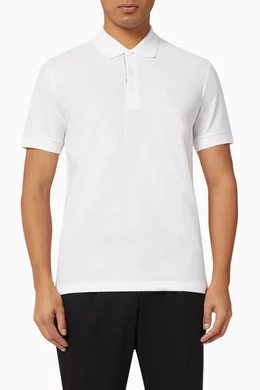 Shop Burberry White Monogram Motif Cotton Piqué Polo Shirt for MEN | Ounass  Qatar