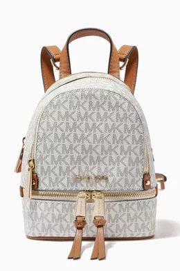 Shop Michael Kors White Rhea Mini Convertible Backpack in Canvas for WOMEN  | Ounass Qatar