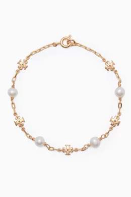 Shop Tory Burch Gold Kira Pearl Chain Bracelet in 18kt Gold Plating for  WOMEN | Ounass Qatar