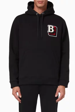 Shop Burberry Black Letter Graphic Hoodie in Brushed-back Cotton Blend for  MEN | Ounass Qatar