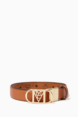 Mcm Mode Mena Reversible Leather Belt In Brown