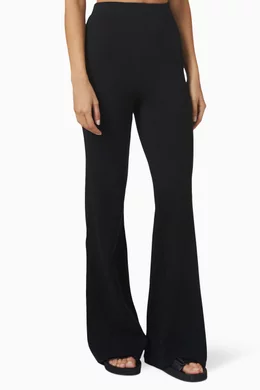 Buy Ninety Percent Black Flare Pants in Organic Cotton for Women