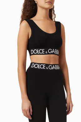 Buy Dolce & Gabbana Black Logo Band Sports Bra in Jersey for Women in Qatar