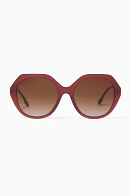 Burberry check detail outlet round frame sunglasses