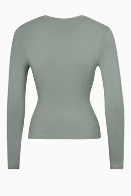 Buy SKIMS Grey Fits Everybody Long Sleeve T-shirt in Cotton-jersey