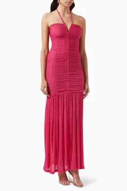 Ganni pink lace dress hot sale