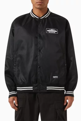 Buy Neighborhood Black Baseball Jacket in Nylon Twill for Men in
