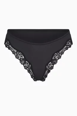 Buy SKIMS Black Fits Everybody Corded Lace Tanga for Women in Qatar