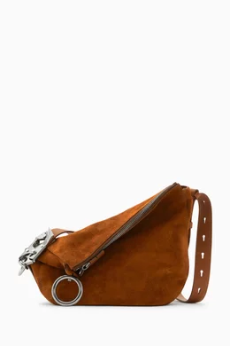 Buy Burberry Brown Small Knight Bag in Calfskin Suede for Women