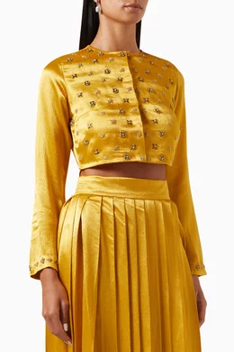 Yellow embellished top top
