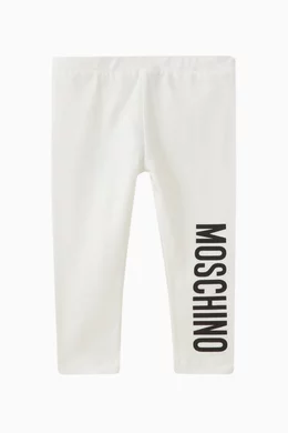 Buy Moschino Neutral Logo Print Leggings in Cotton for Baby Girls in Qatar