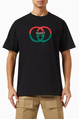 Buy Gucci Black Logo T shirt in Cotton jersey for Men in Qatar