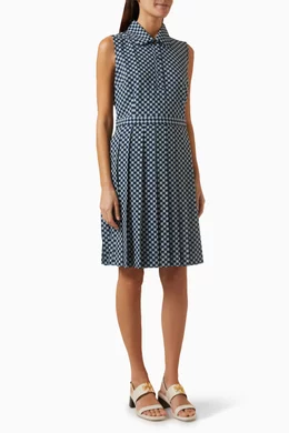 Buy Tory Burch Blue Printed Perfomance Pleated Dress for Women
