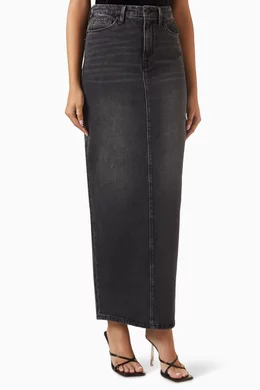 Women Maxi Pencil Jean Skirt- High Waisted A-Line Long Denim