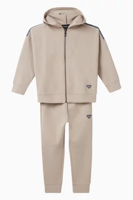 Buy Emporio Armani Neutral Text Logo Tape Tracksuit for Kids in