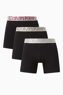Buy Calvin Klein Black Steel Boxer Briefs, Set of Three in Cotton for Men  in Qatar
