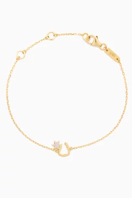 Buy Bil Arabi Purple N Letter Flower Charm Bracelet in 18kt Yellow
