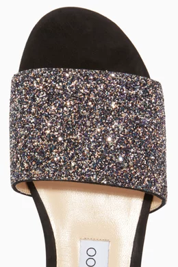 Buy Jimmy Choo Blue Twilight Glitter Joni Slides in Leather For Women Online Ounass Qatar