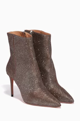 Buy Aquazzura Grey Silver Alma Glitter Boots For Women Online Ounass Qatar
