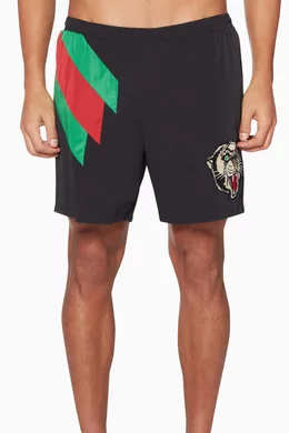 Buy Gucci Black Black Tiger Applique Swim Shorts For Men Online Ounass Qatar