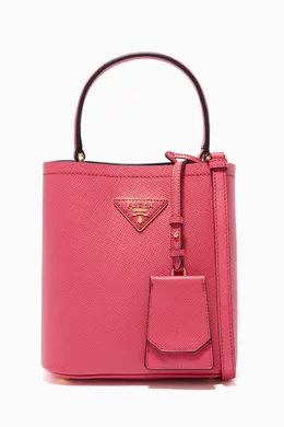Buy Prada Pink Panier Small Saffiano Leather Bucket Bag For Women Online Ounass Qatar