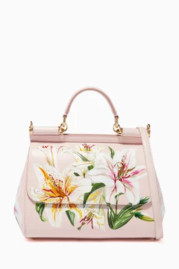 Buy Dolce & Gabbana Pink Medium Sicily Lily Dauphine Leather Bag