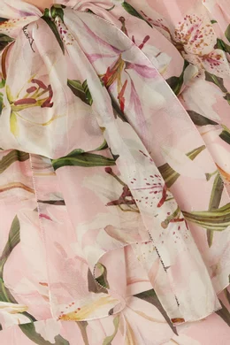 Buy Dolce & Gabbana Pink Lily-Print Bow-Tie Chiffon Midi