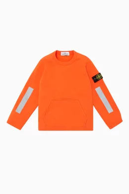 Buy Stone Island Orange Reflective Crewneck Sweatshirt For Boys Online Ounass Qatar