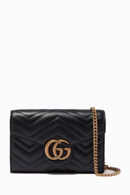 Buy Gucci Black GG Marmont Chevron Quilted Wallet on Chain For Women Online Ounass Qatar