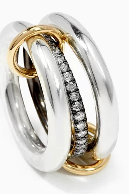 Buy Spinelli Kilcollin Gold Libra Noir Diamond Pavé Linked Rings 
