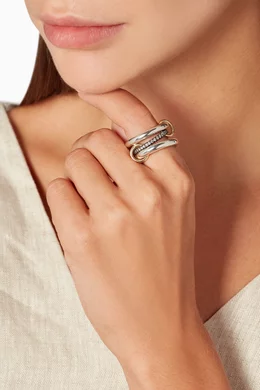 Buy Spinelli Kilcollin Gold Libra Noir Diamond Pavé Linked Rings 