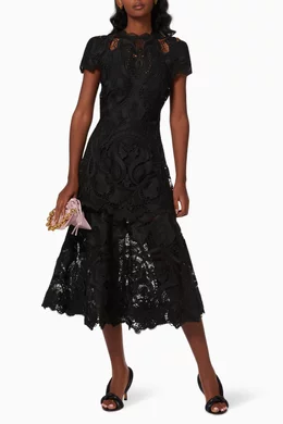 chinese dress ladies Simkhai Guipure Lace Belted Midi Dress main image 0
