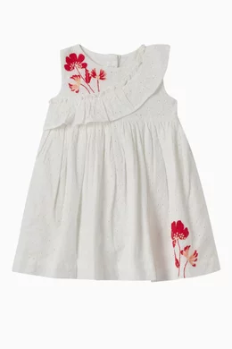 Buy Mamas Papas White Broderie Cotton Dress For Baby Girls Online Ounass Qatar