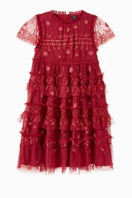 Buy Needle Thread Red Andromeda Ruffled Dress For Kids Online Ounass Qatar