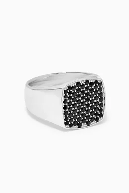 Buy Tom Wood Black Pinkie Cushion Black Spinel Ring in Sterling 