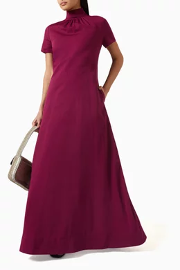 staud burgundy dress LONG SLEEVE SEQUIN FLOWER LONG DRESS | CULT MIA main image 0