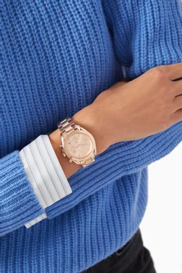 Buy Michael Kors Rose Gold Bradshaw Quartz Chronograph Watch For Women Online Ounass Qatar