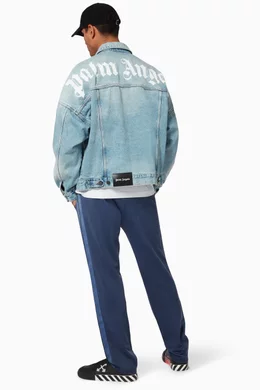 Buy Palm Angels Blue Logo Oversized Denim Jacket For Men Online