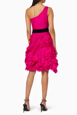 Buy Marchesa Notte Pink One-Shoulder Floral Texture Cocktail Dress For  Women Online | Ounass Qatar
