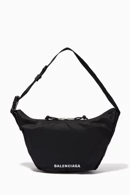 Buy Balenciaga Black Wheel Sling Shoulder Bag in Recycled Sport