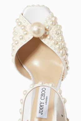 Buy Jimmy Choo White Sacaria/PF 120 Sandals with Pearls in